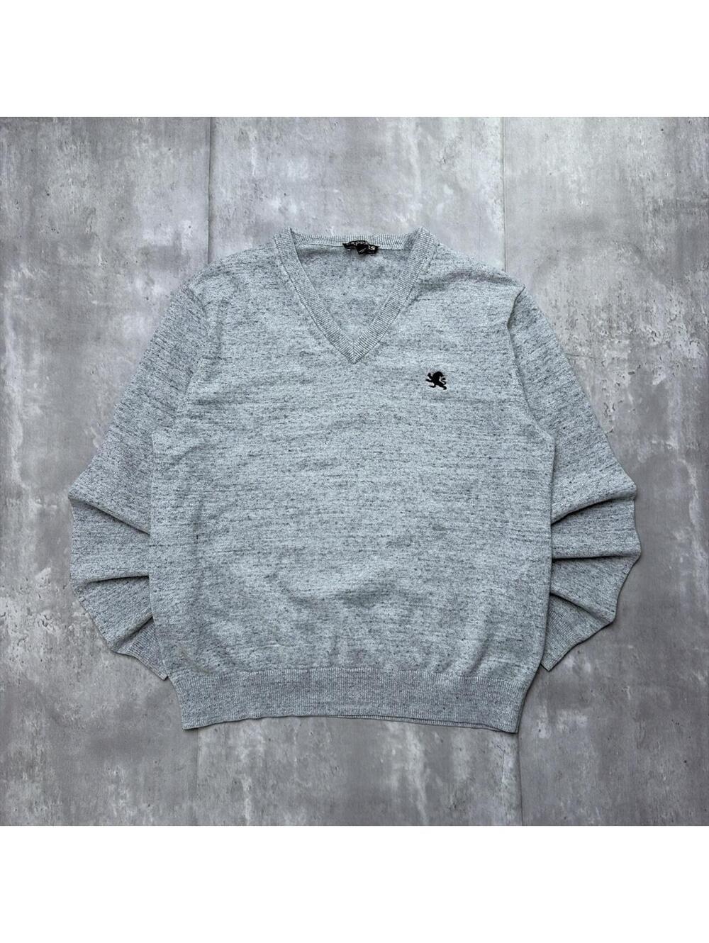 Y2K Gray Express Grunge Gothic Knit V-Neck Sweater